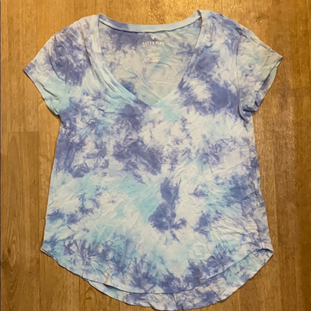 Blue Tie Dye Vneck